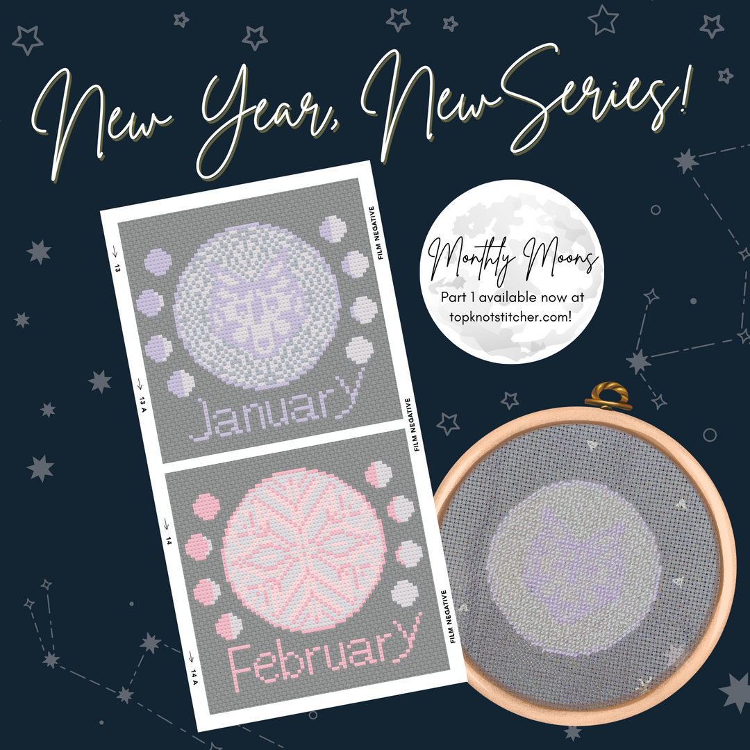 Monthly Moons Part 1: January's Wolf Moon & February's Snow Moon (PDF) | TopKnot Stitcher Shop - PDF Download