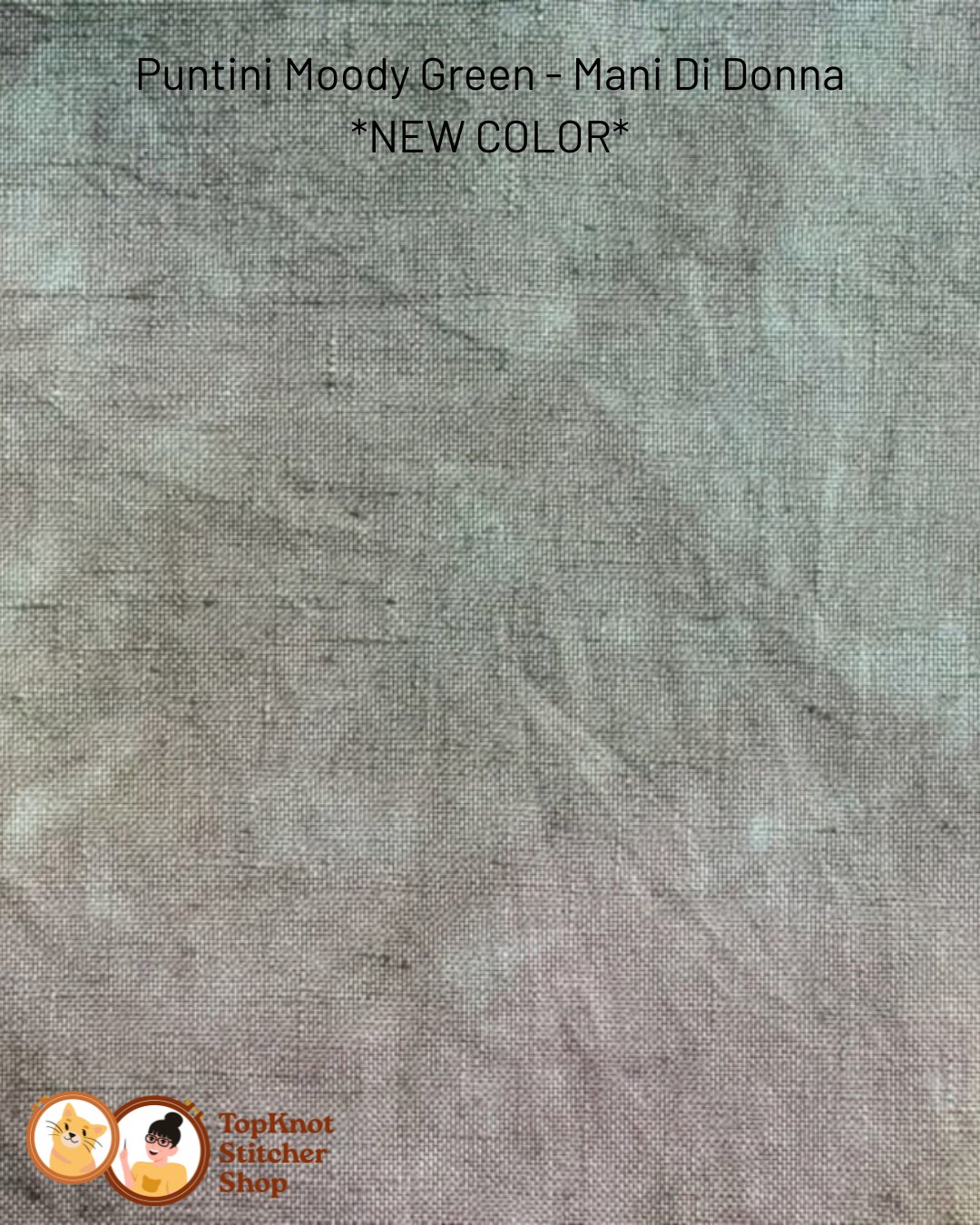 Pre-Order: Puntini's Moody Green linen - Fat Quarter (32ct, 36ct, 40ct) | Mani di Donna (begins shipping late August)