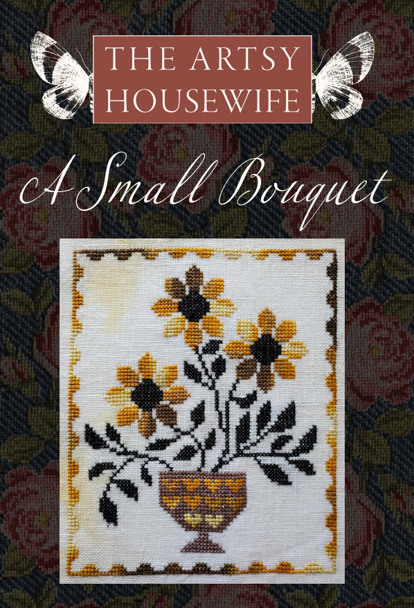 Cover of 'A Small Bouquet' by The Artsy Housewife with floral design and butterflies on a patterned background.