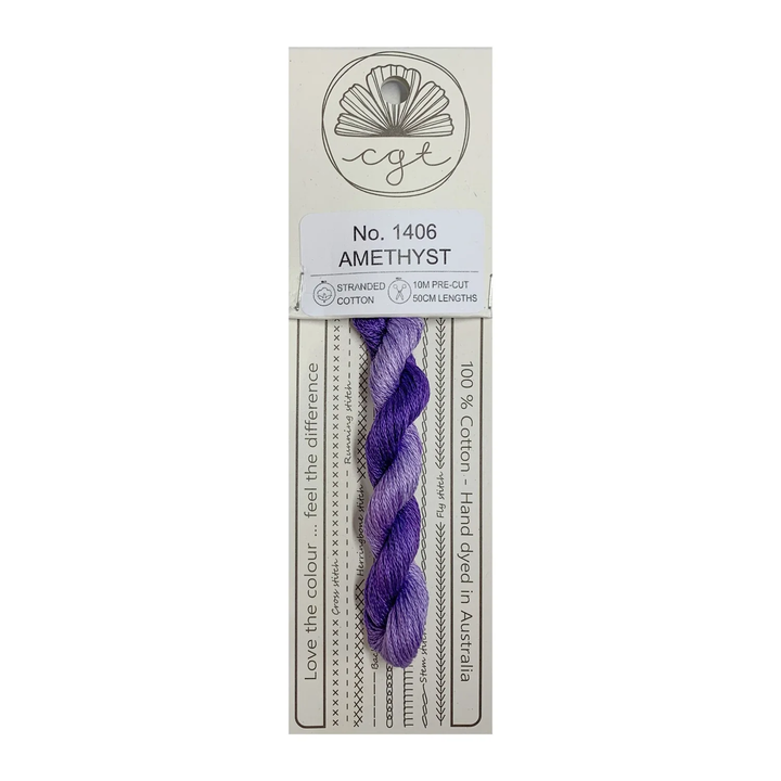 overdyed cotton thread Amethyst | Cottage Garden Threads purple variegated 