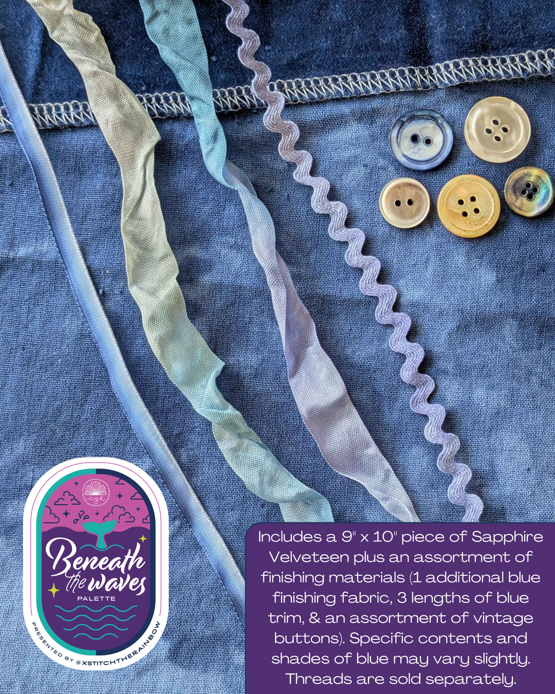 Pre-Order: Beneath the Waves Finishing Pack (no threads)  | Fiber on a Whim (a TopKnot Exclusive!) - Nashville 2026 (ships in March)