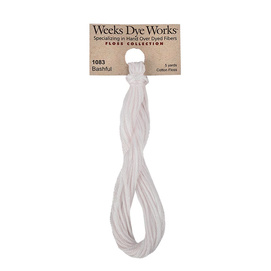 skein of Weeks Dye Works hand-dyed cotton embroidery floss skein in bashful light pale pink