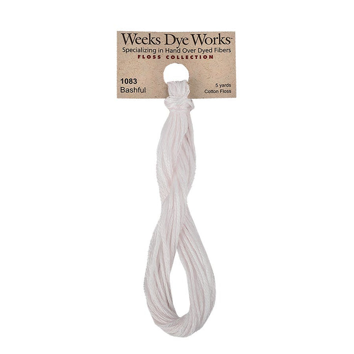 skein of Weeks Dye Works hand-dyed cotton embroidery floss skein in bashful light pale pink