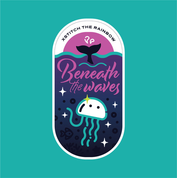 Pre-Order: Beneath the Waves Vinyl Sticker - XStitch the Rainbow | Shaded Stitchery - Nashville 2026 (ships in March)