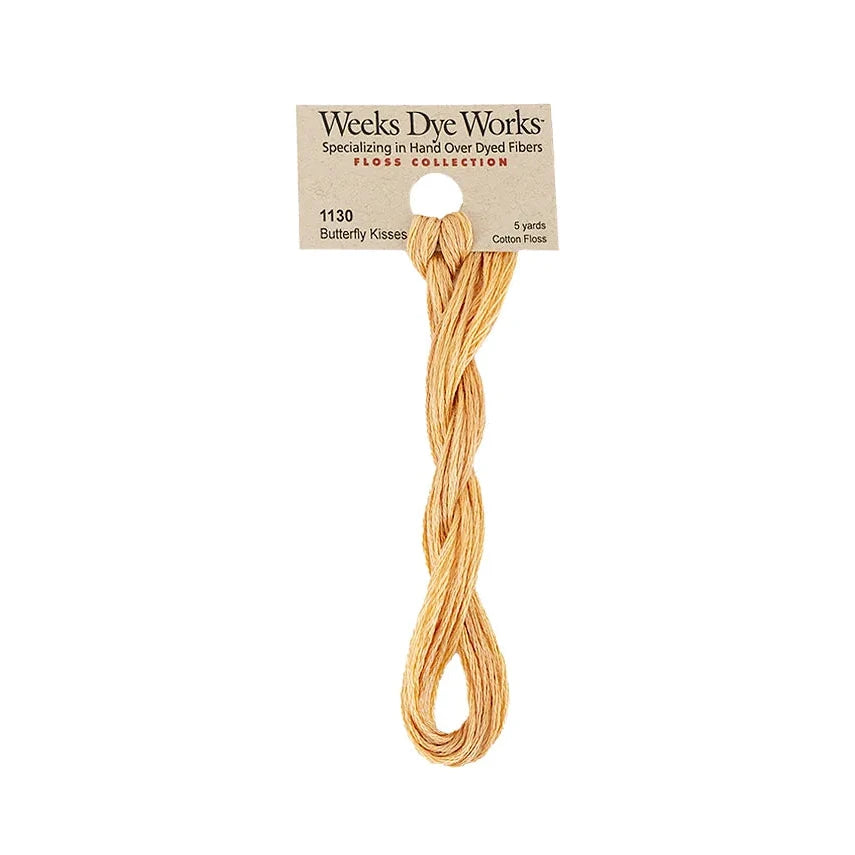 skein of Weeks Dye Works cotton floss with a beige color on a white background