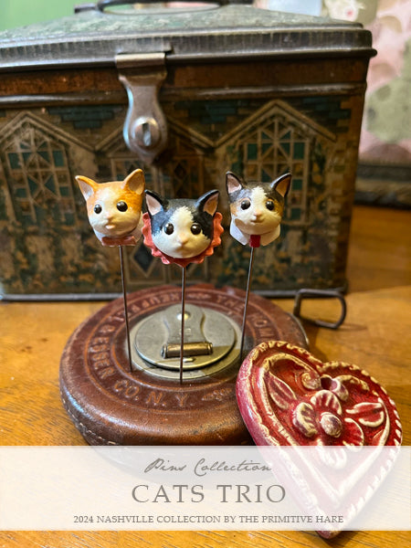 Pre-Order: Cats Trio Pin Set | The Primitive Hare (Nashville Market - ships in March)