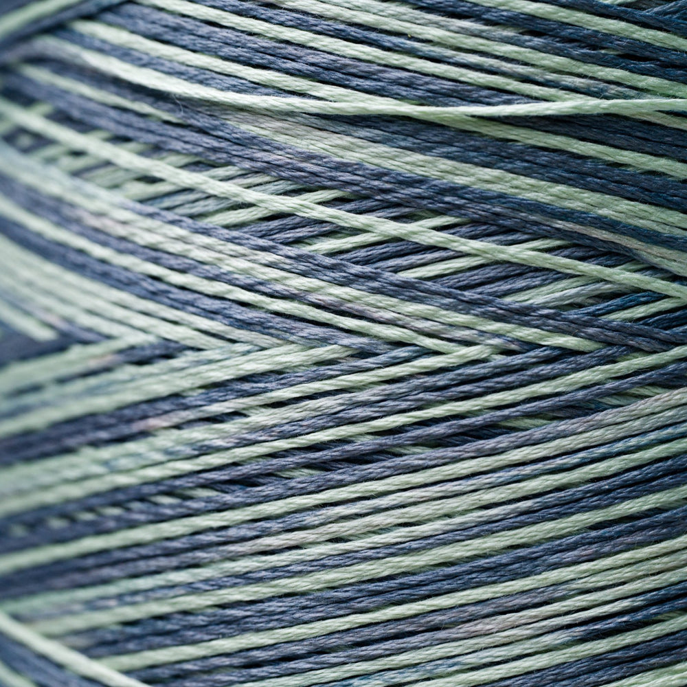 Close-up of blue and green thread