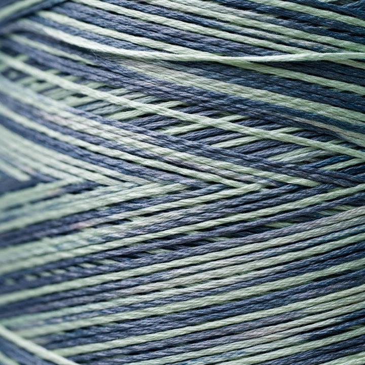 Close-up of blue and green thread