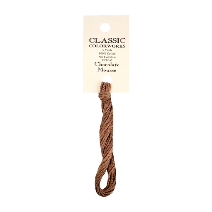 Brown thread dyestrand with a Classic Colorworks label on a white background