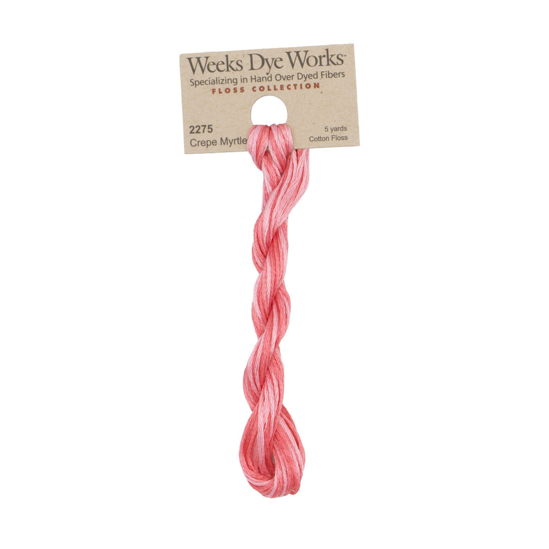 Weeks Dye Works hand-dyed cotton embroidery floss skein in CREPE MYRTLE a light variegated pink