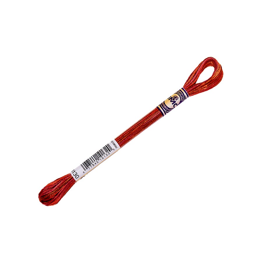 Red embroidery floss on a white background