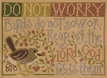 Decorative text with a bird illustration on a beige background