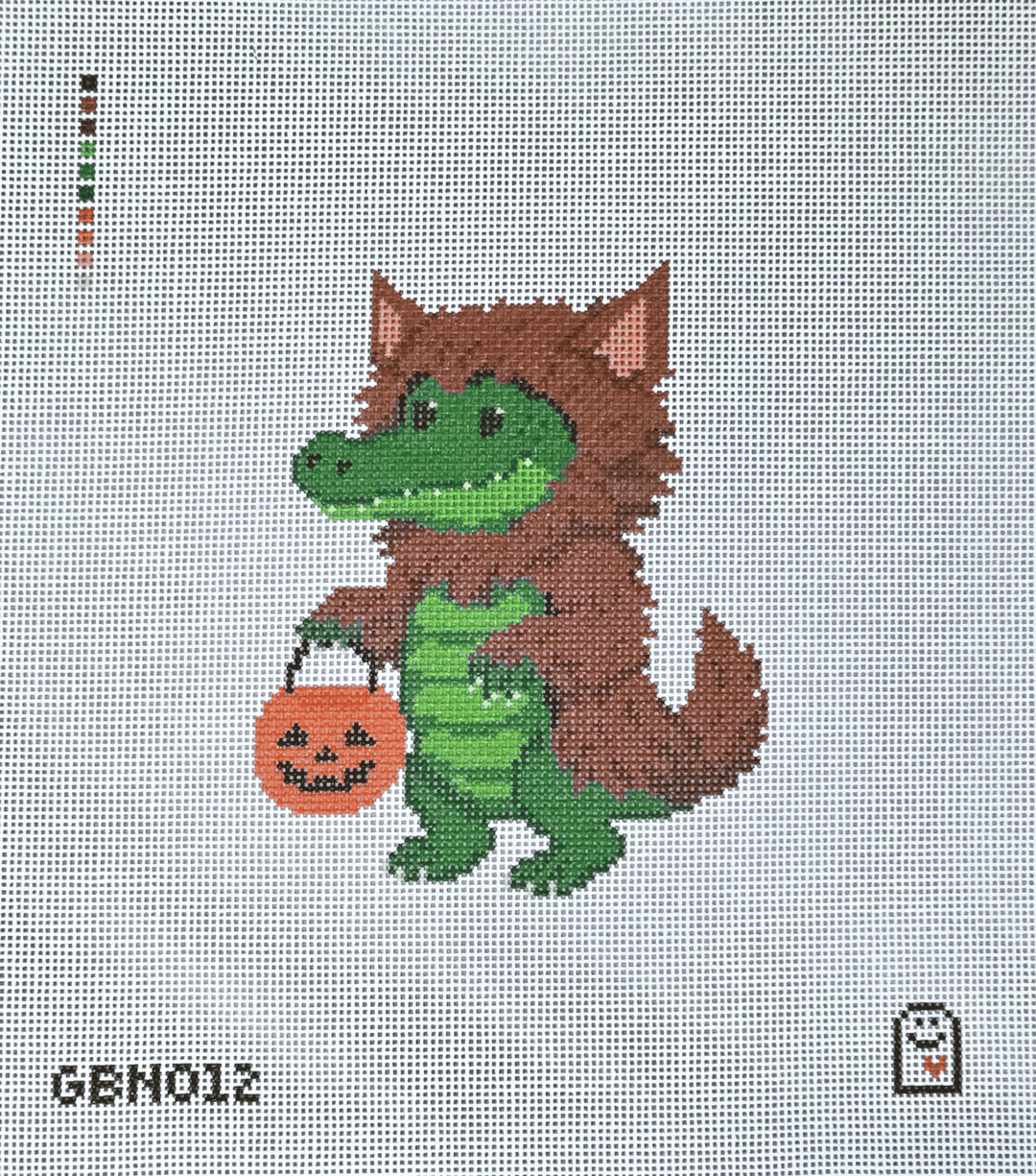 Werewolf Gator - 18 Mesh Canvas | Ghost Boy Needleworks