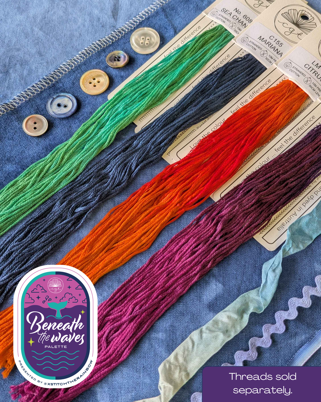 Pre-Order: Beneath the Waves Finishing Pack (no threads)  | Fiber on a Whim (a TopKnot Exclusive!) - Nashville 2026 (ships in March)