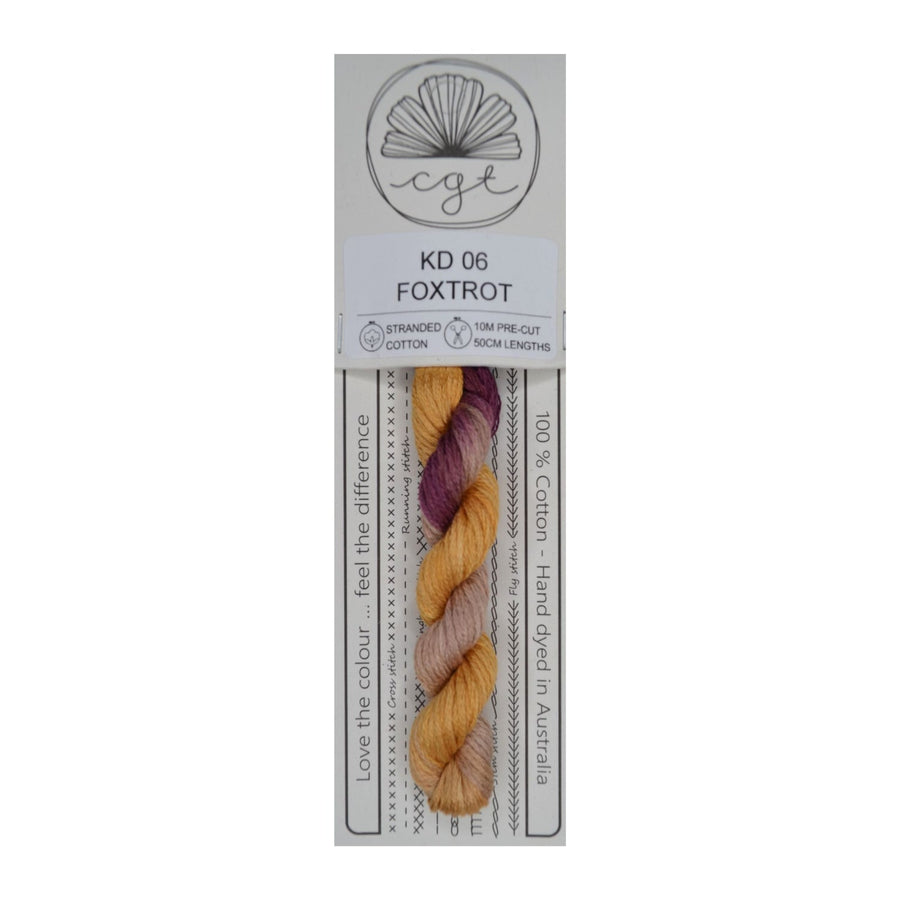 Packaged yarn with a label indicating brand and product details on a white background