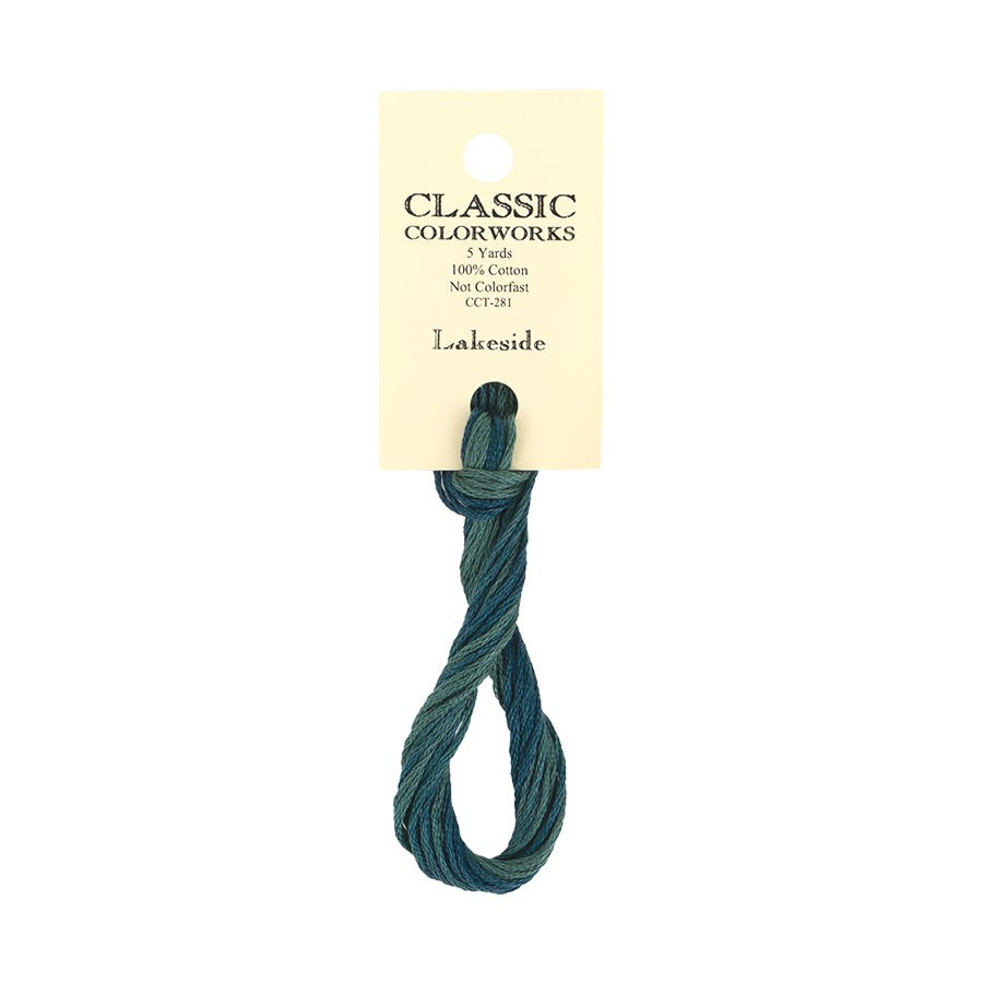 skein of blue embroidery floss on a white background