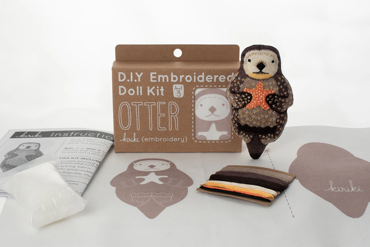 D.I.Y. Embroidered Doll Kit with an otter design on a white background