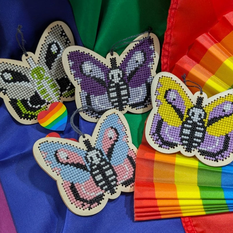 Pre-Order: Pride Goth Moths (chart only)| The Cozy DH Stitchery (begins shipping late August)