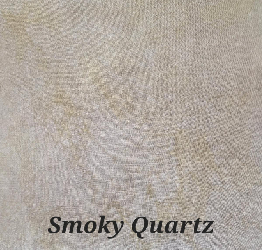 Smoky Quartz: A brown/green gray combo with golden highlights. Depending on the day, one color might have more "personality", so it is splitting between two DMC references. Closest to 03 or 647 DMC