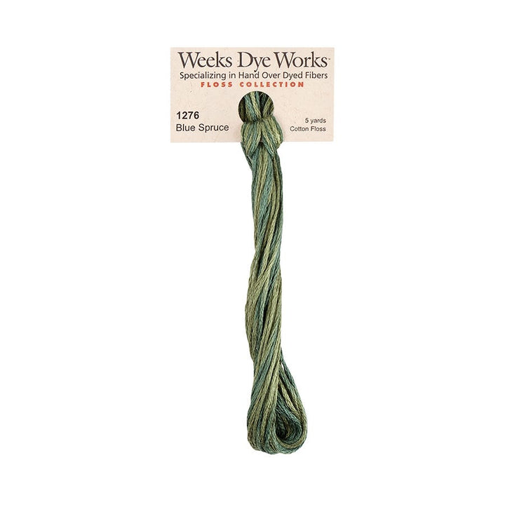 medium green with blue and yellow undertones embroidery floss