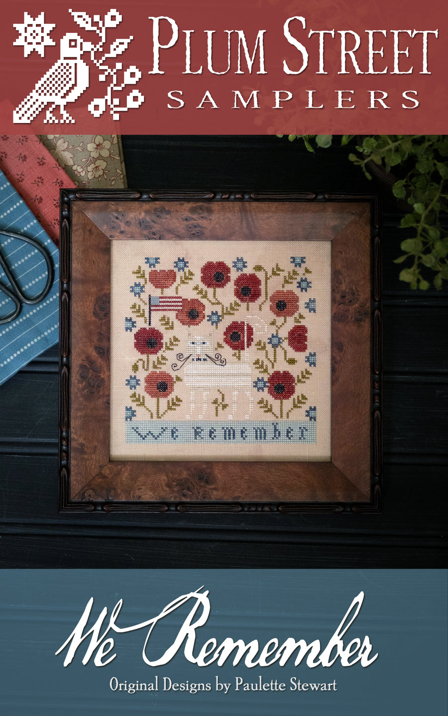 we remember poppy sampler flag cat