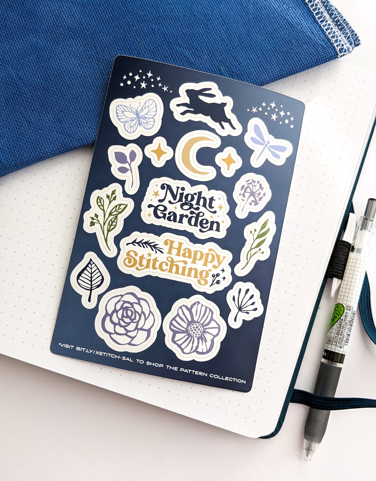 Night Garden Sticker Sheet | Shaded Stitchery – TopKnot Stitcher Shop