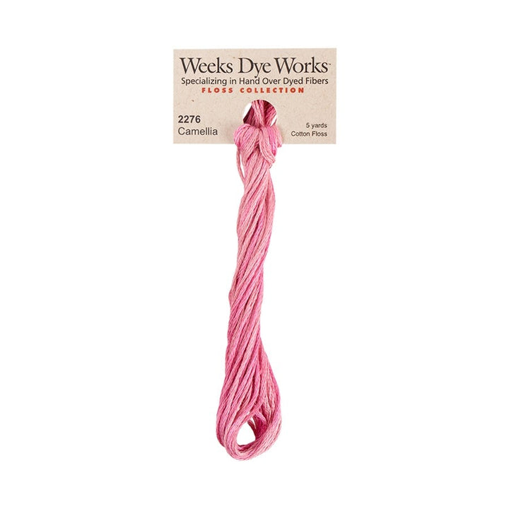 Weeks Dye Works hand-dyed cotton embroidery floss skein in camellia 2276 light medium pink 
