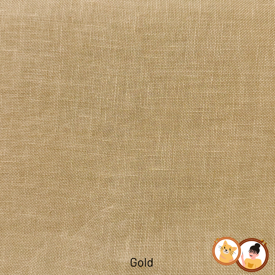 Gold - 36ct Linen - Fat Quarter | Tabby Cat
