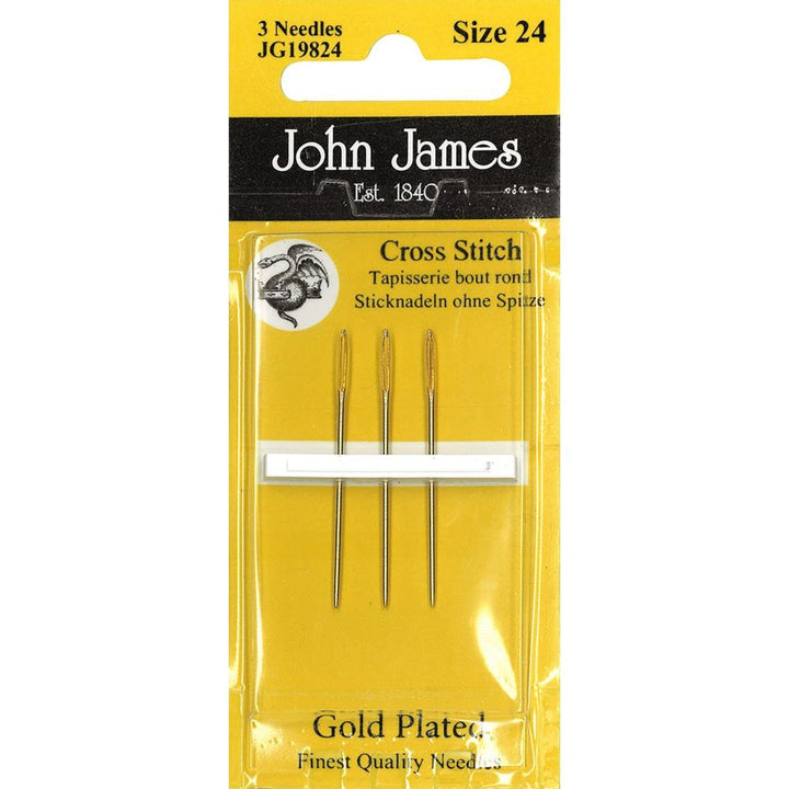 John James Gold Plated Tapestry Needles - Size 24, 26, 28