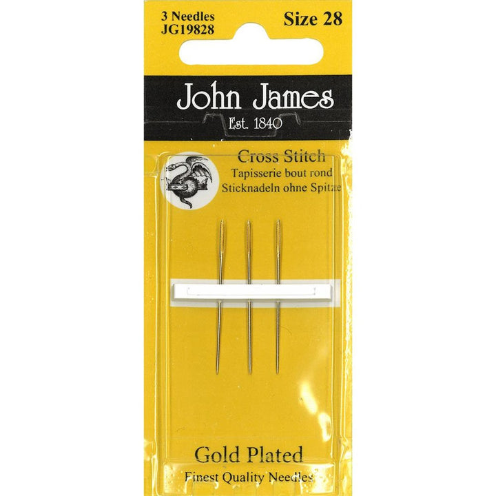 John James Gold Plated Tapestry Needles - Size 24, 26, 28