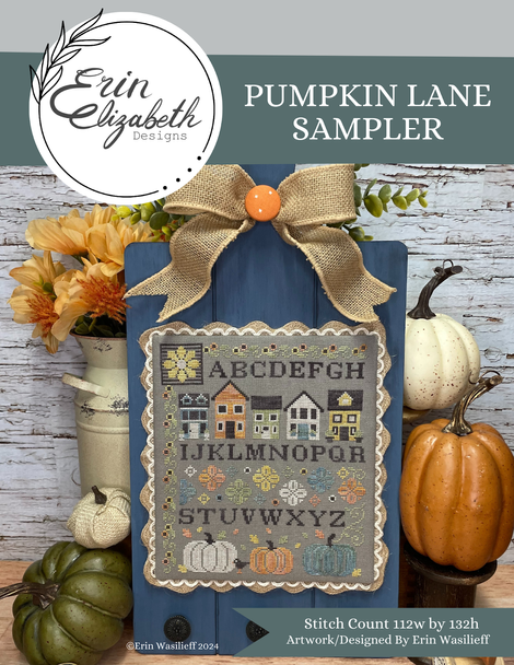 Pumpkin Lane Sampler (Dinky Dyes thread pack available) | Erin Elizabeth Designs (Nashville Market 2024)