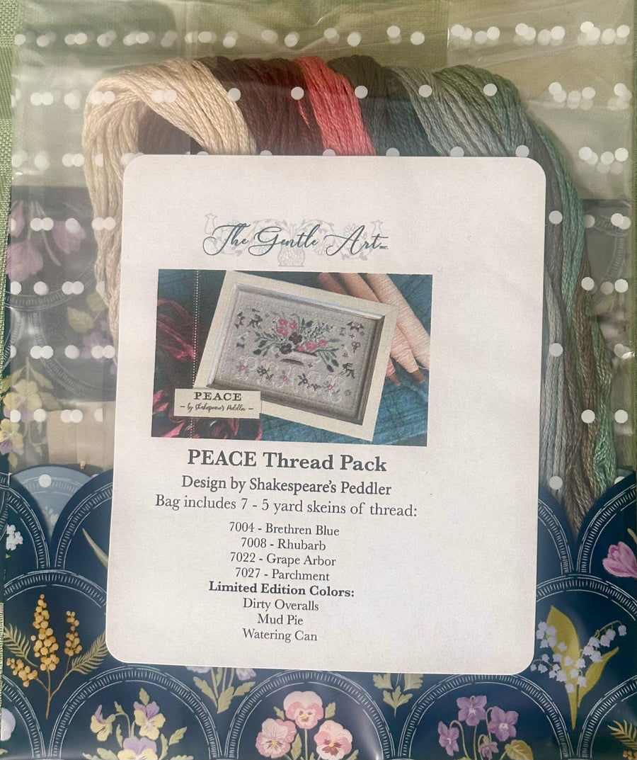 Thread pack with 'The Gentle Art' branding and thread colors displayed.