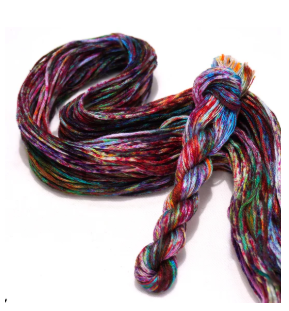 Multicolored thread skein on a white background