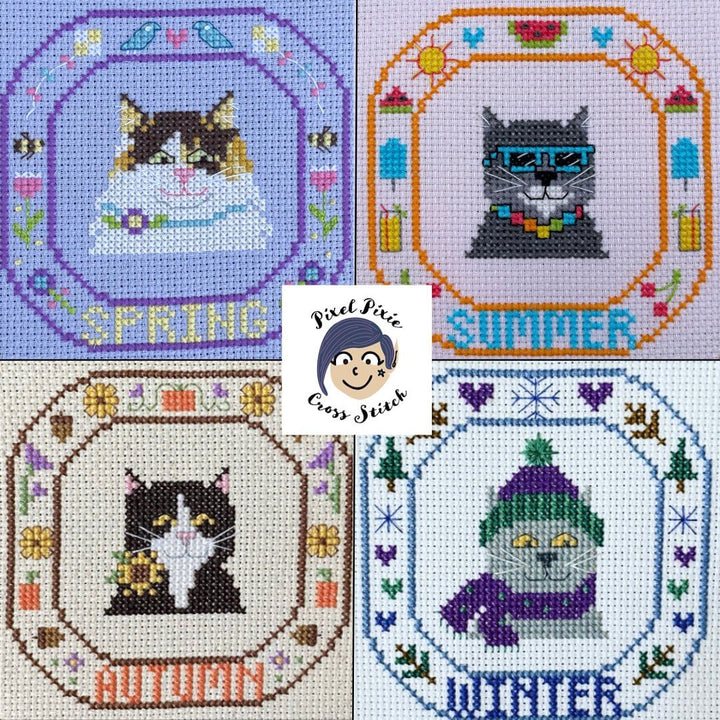 Summer Cat - a seasonal cat design | Pixel Pixie Cross Stitch