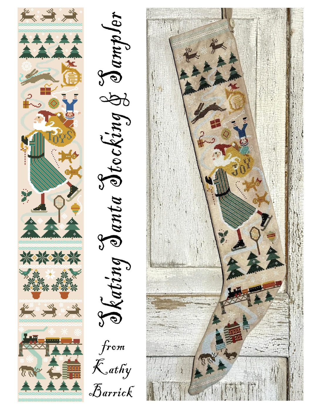 Pre-Order: Skating Santa Stocking & Sampler | Kathy Barrick - Nashville 2026 (ships in March)