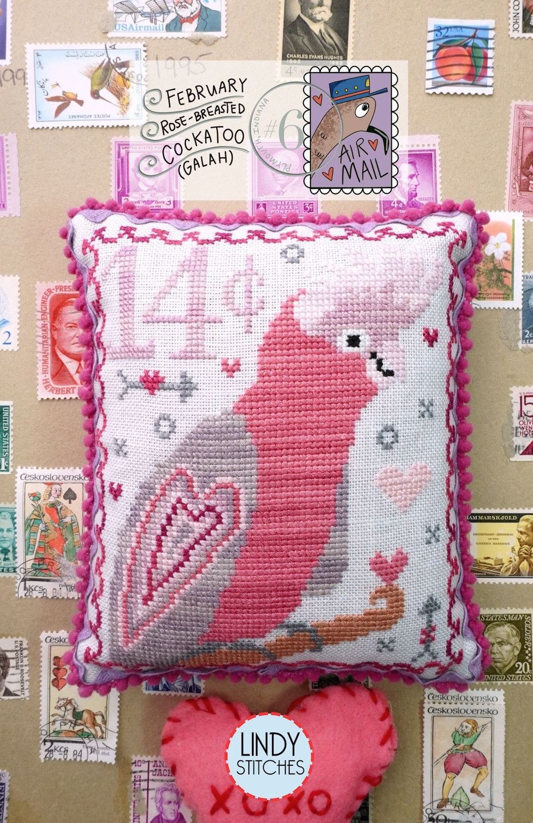 Air Mail February - Rose-Breasted Cockatoo | Lindy Stitches