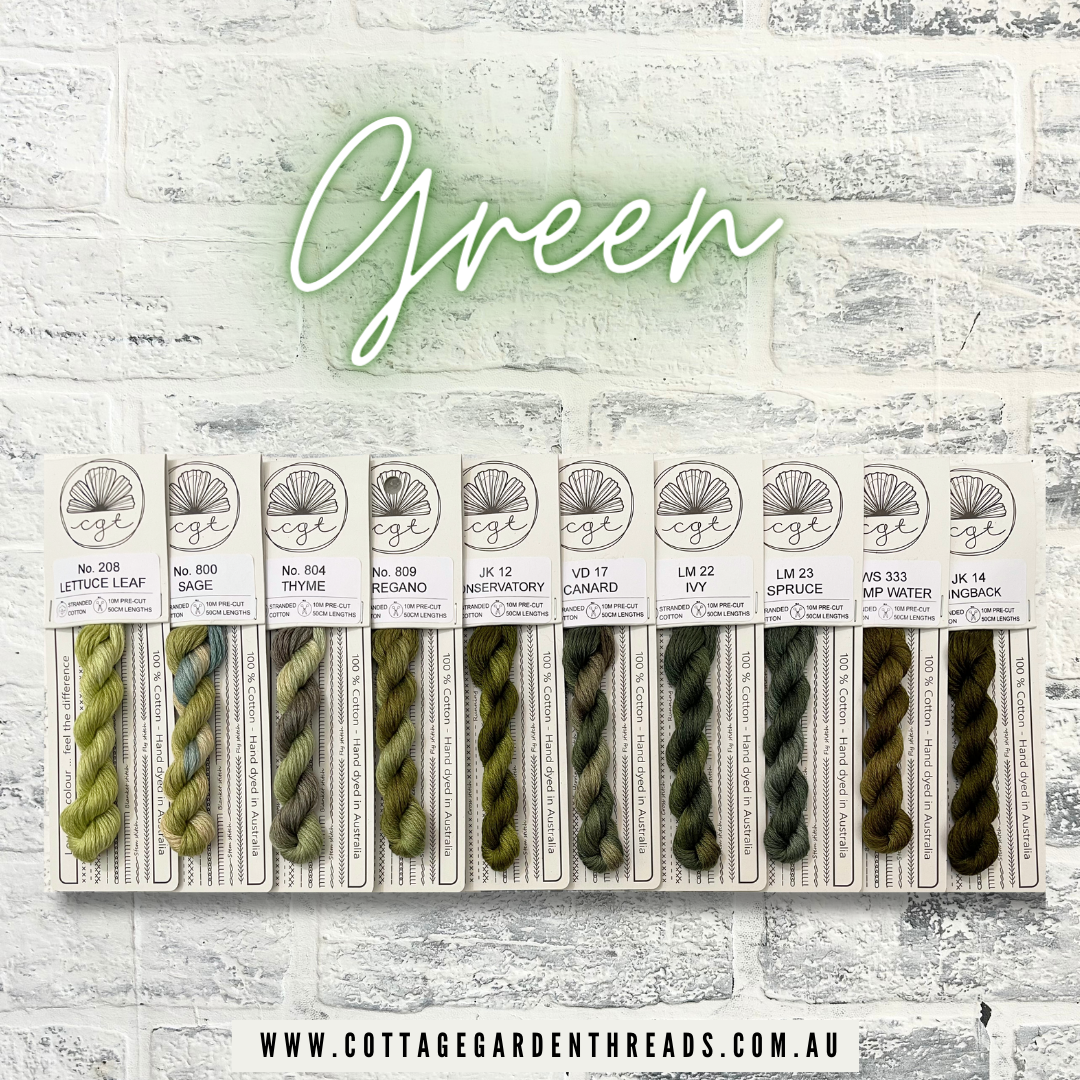 Green Colorway - set of 10 green skeins | Cottage Garden Threads