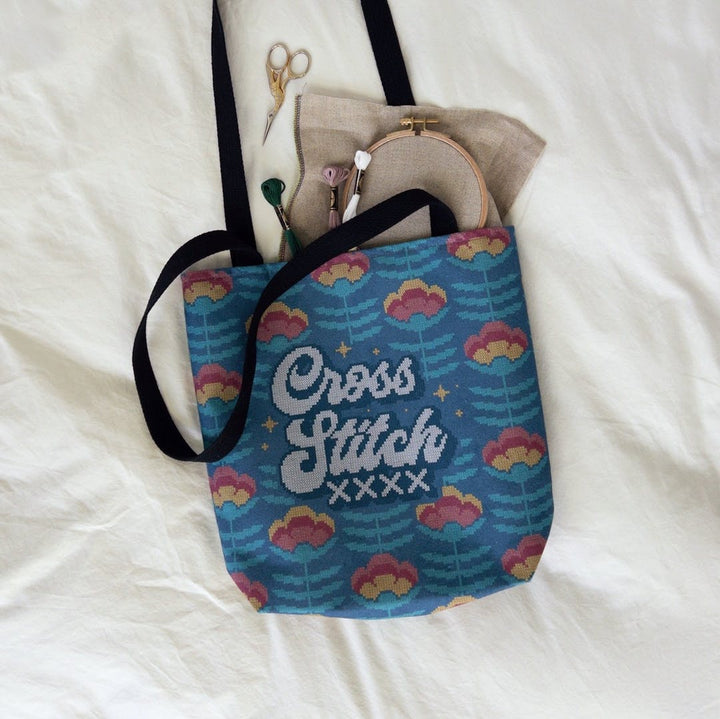 Cross Stitch Tote Bag | Wild Violet Cross Stitch