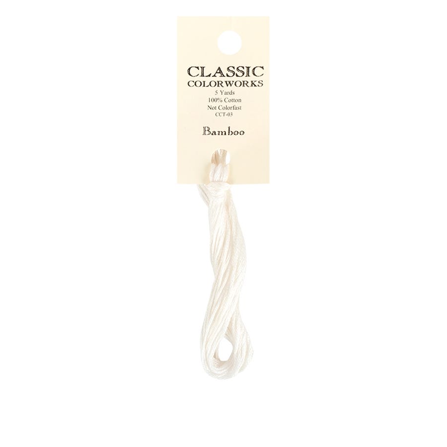 Bamboo thread on a Classic Colorworks label against a white background