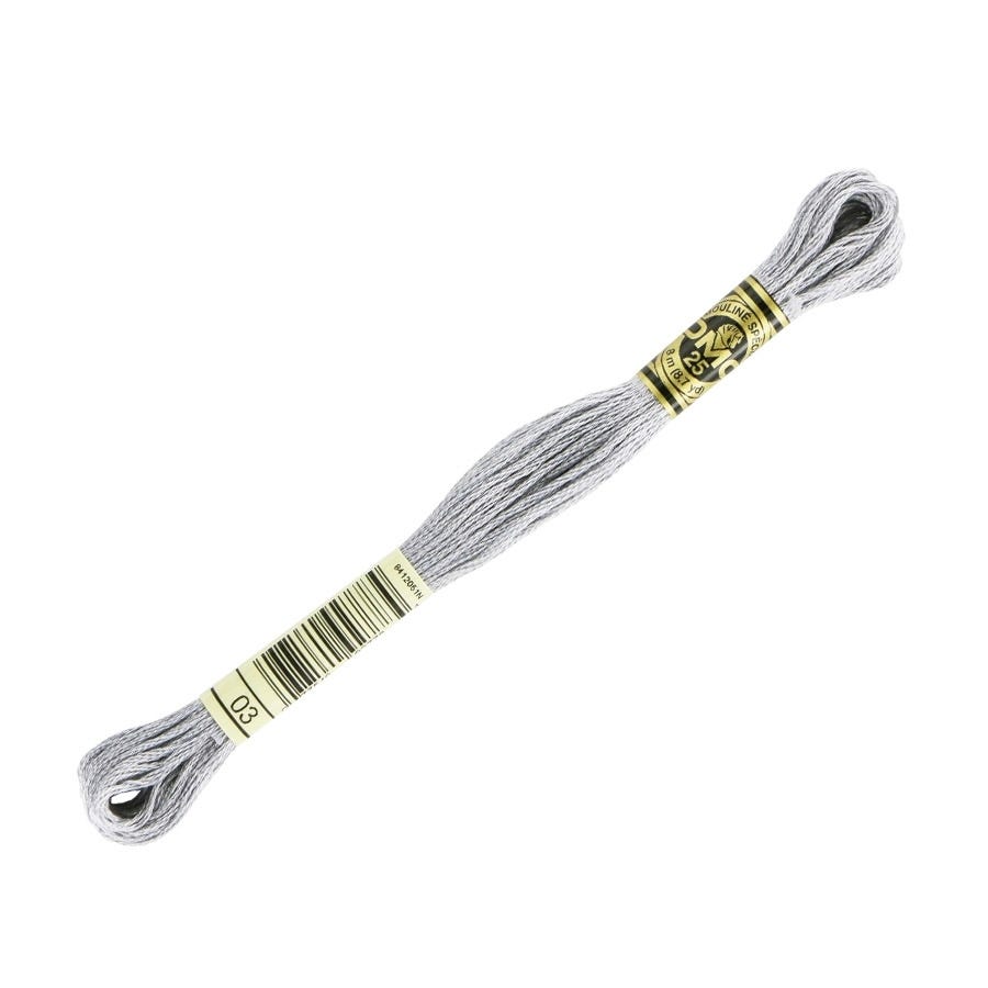 Embroidery floss spool with a label on a white background