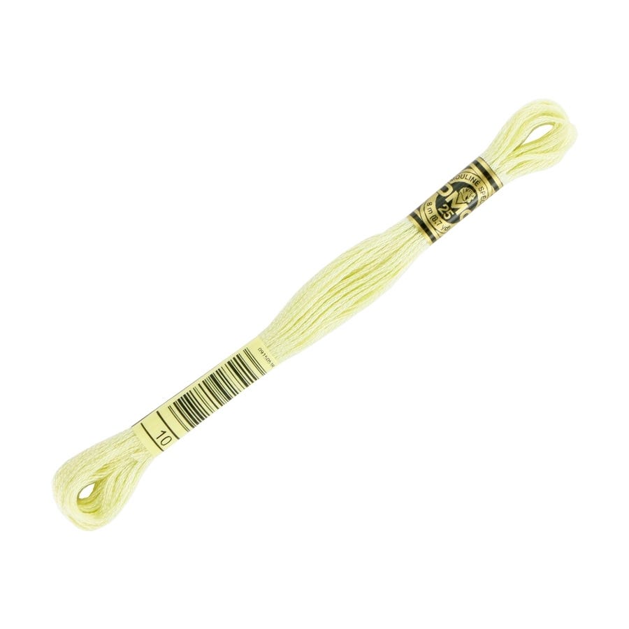 Yellow embroidery floss with a spool on a white background