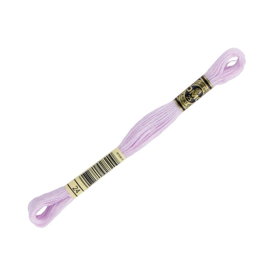 Light purple embroidery floss with a label on a white background