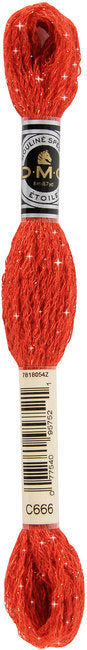 Red embroidery floss with a brand label on a white background
