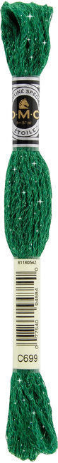 Green embroidery floss with a label on a white background