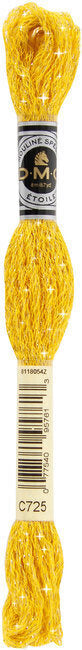 Yellow embroidery floss with a label on a white background