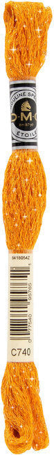 Orange embroidery floss spool with label and barcode