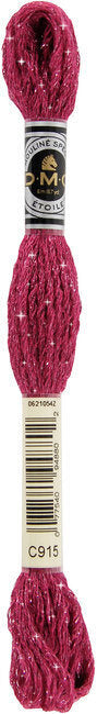 Red glitter thread with a label on a white background