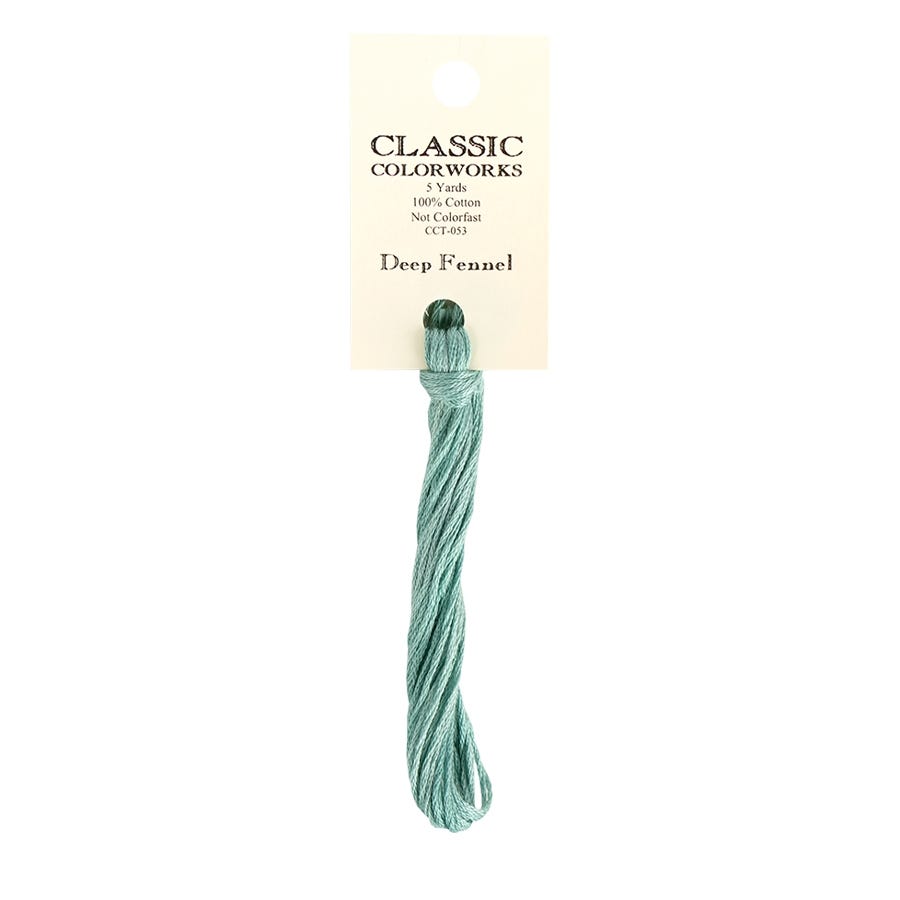 Teal skein of embroidery floss with a Classic Colorworks label on a white background