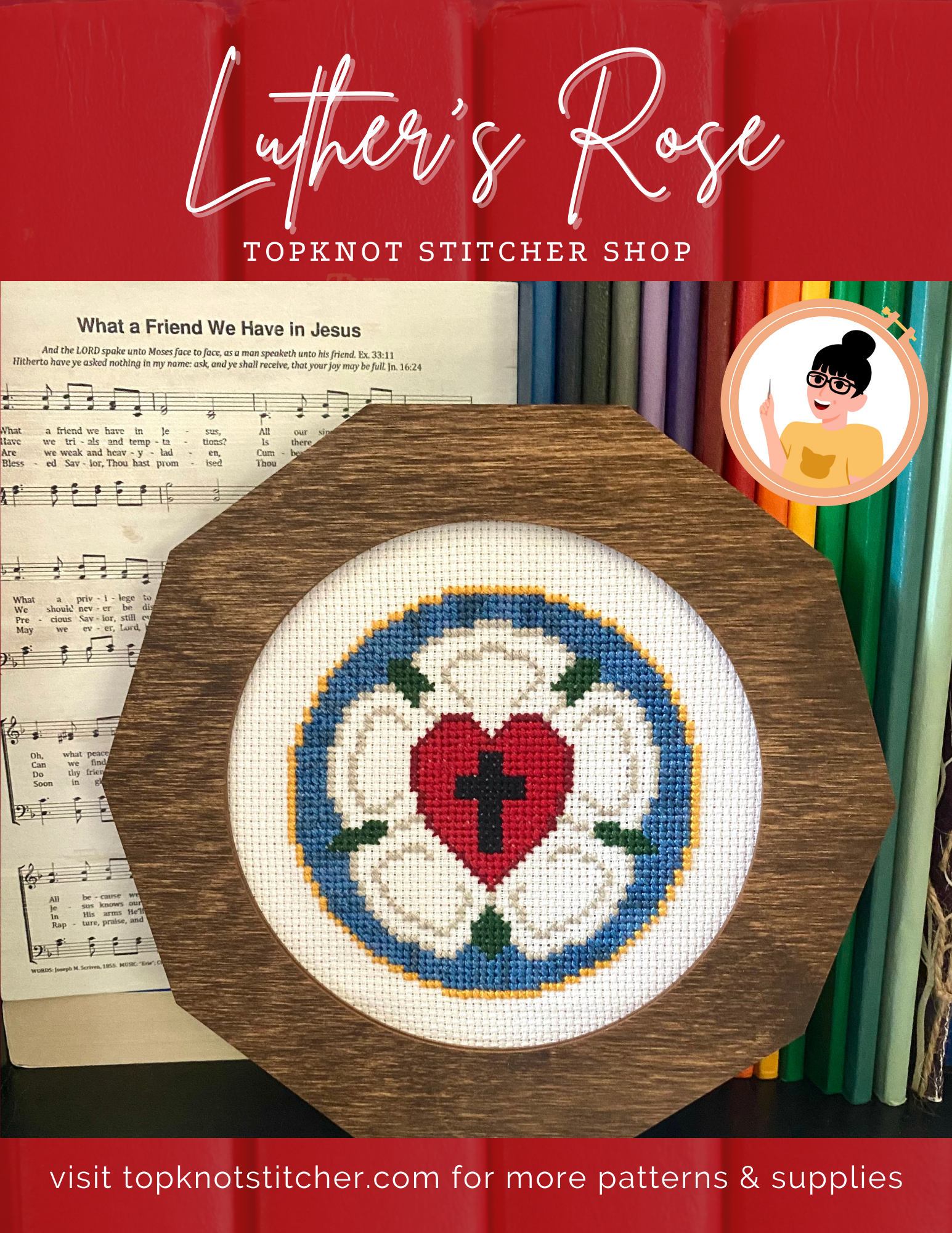 Luther's Rose | TopKnot Stitcher Shop - Printed Pattern