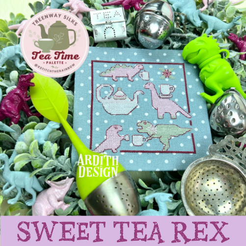 Sweet Tea Rex - XStitch the Rainbow Tea Time Palette | Ardith Design